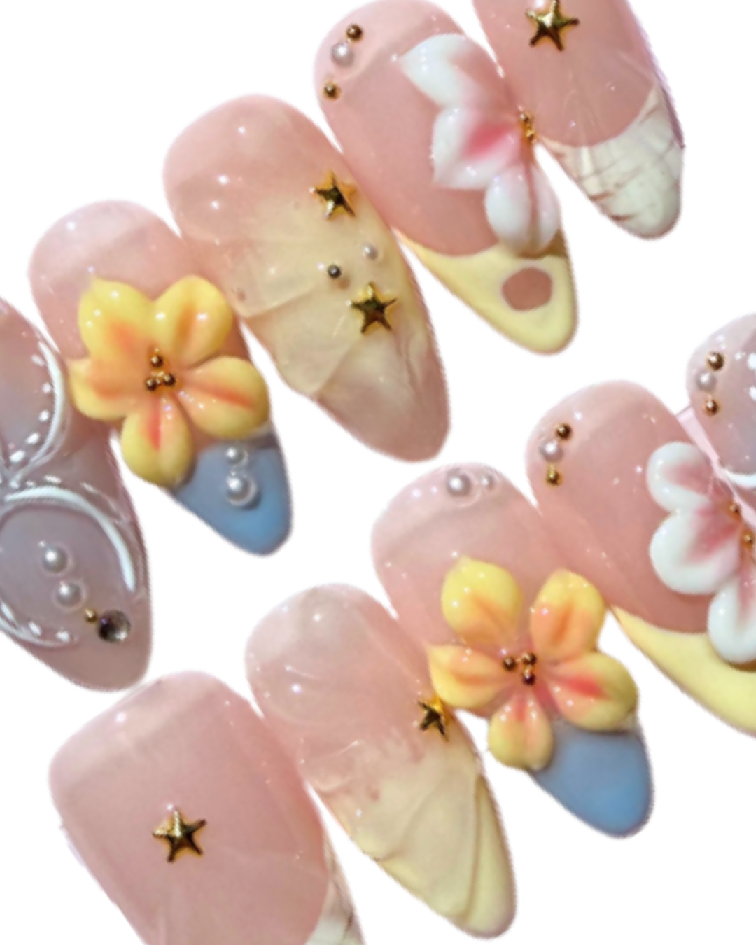 Beach Day｜Handcrafted Press-On Nails | The Pink Nails