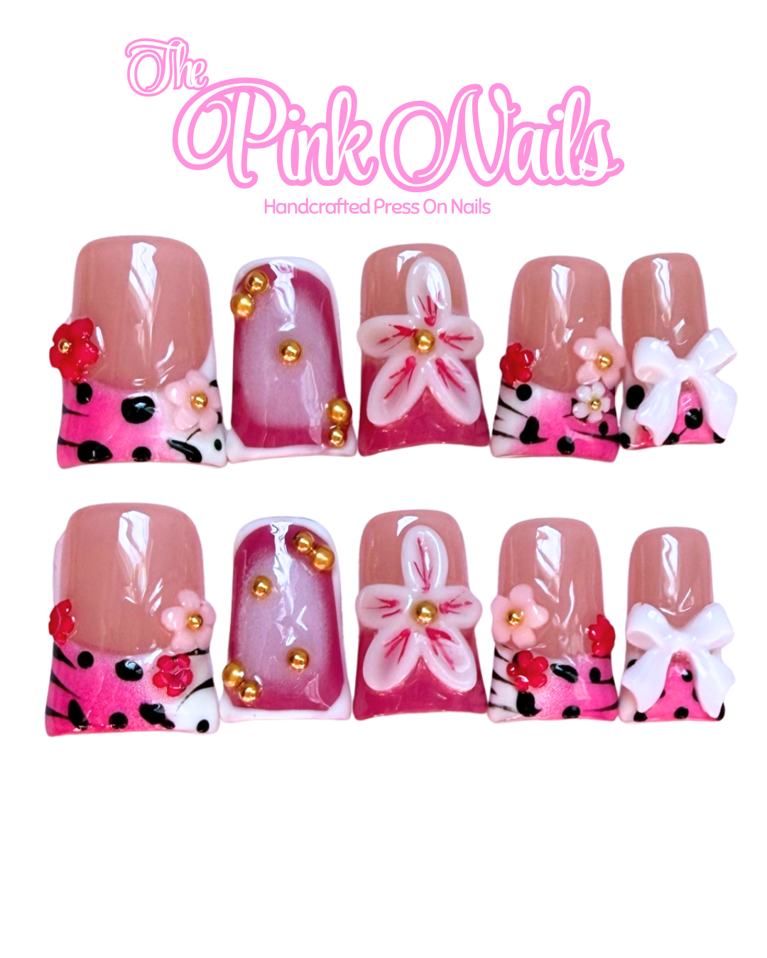 Hot Kitty｜Handcrafted Press-On Nails | The Pink Nails