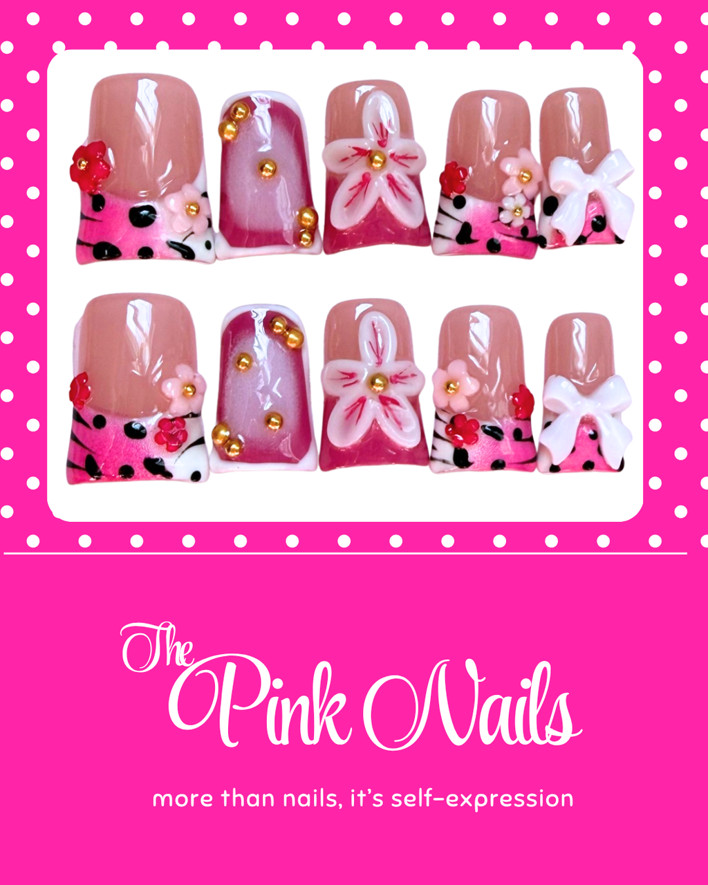 Hot Kitty｜Handcrafted Press-On Nails | The Pink Nails