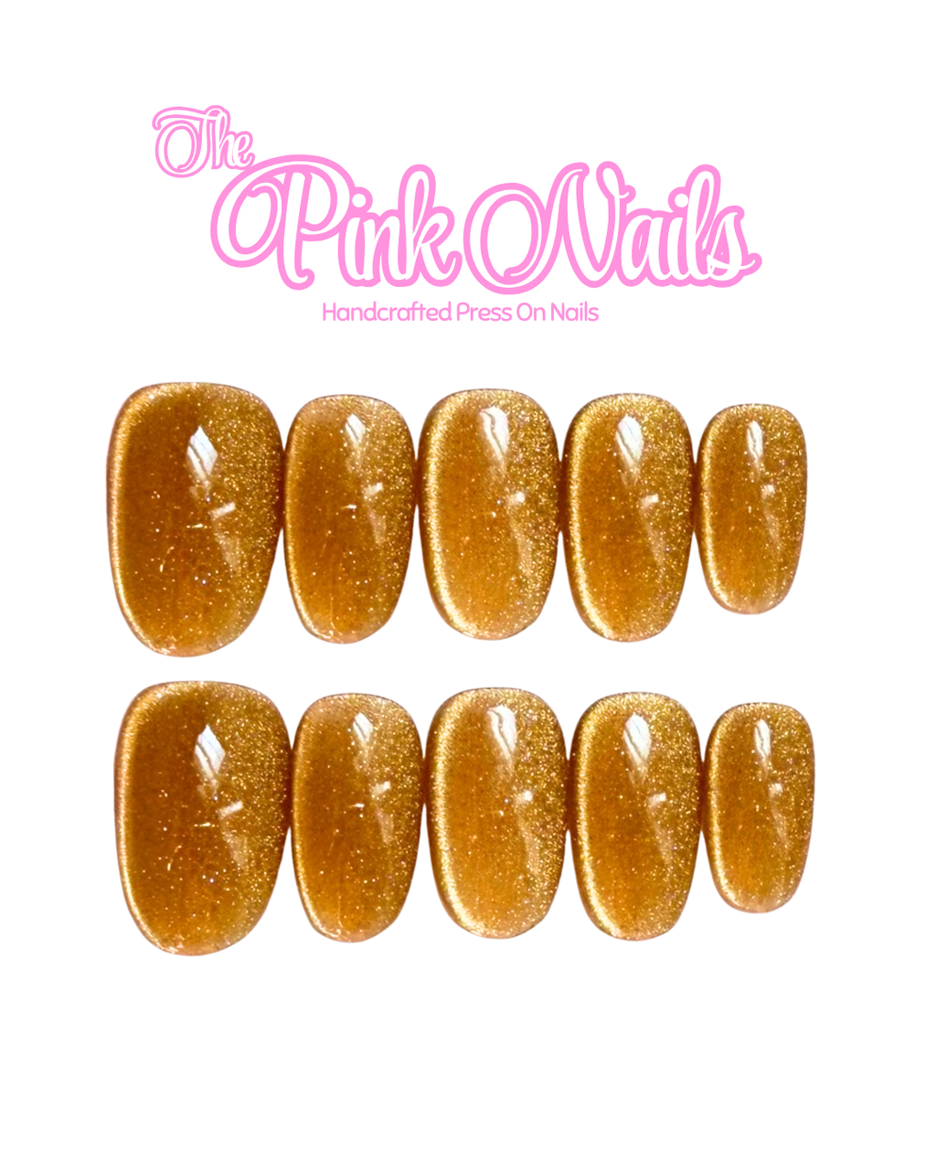 Sunshine Cat Eye Manicure｜Handcrafted Press-On Nails | The Pink Nails