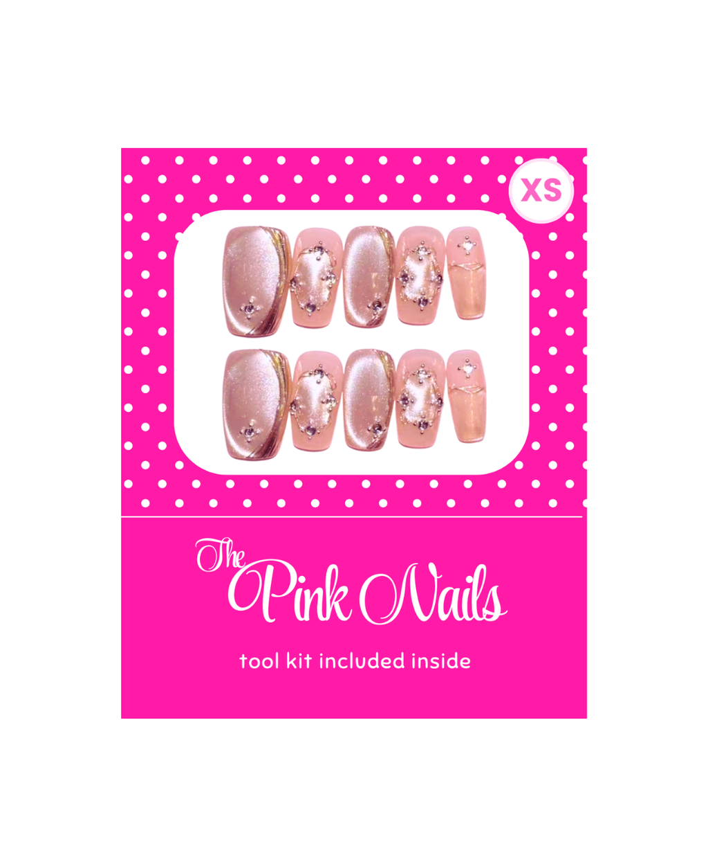 Rose Gold Quartz square handcrafted press-on nails by The Pink Nails — rose gold geometric design